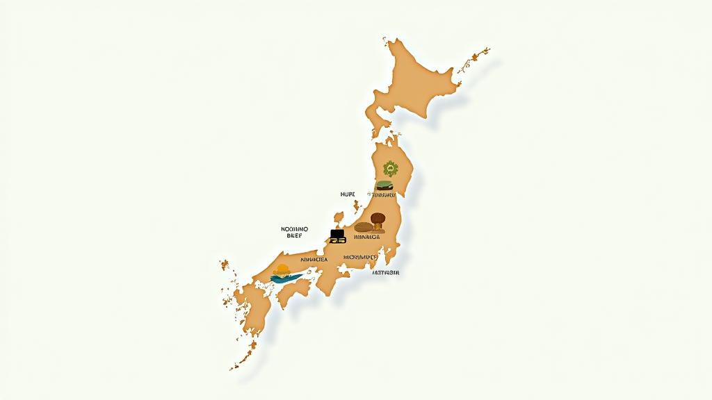 日本地図上にFuji Craft Burgersの食材の供給元を示すイラスト